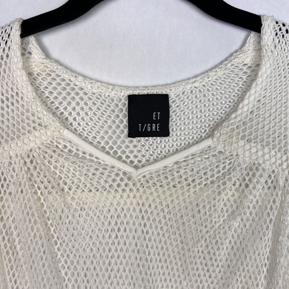 Tigre Et Tigre Rare Jayme Womens Dress M/L Ivory Net short Sleeve Midi USA - Picture 3 of 12
